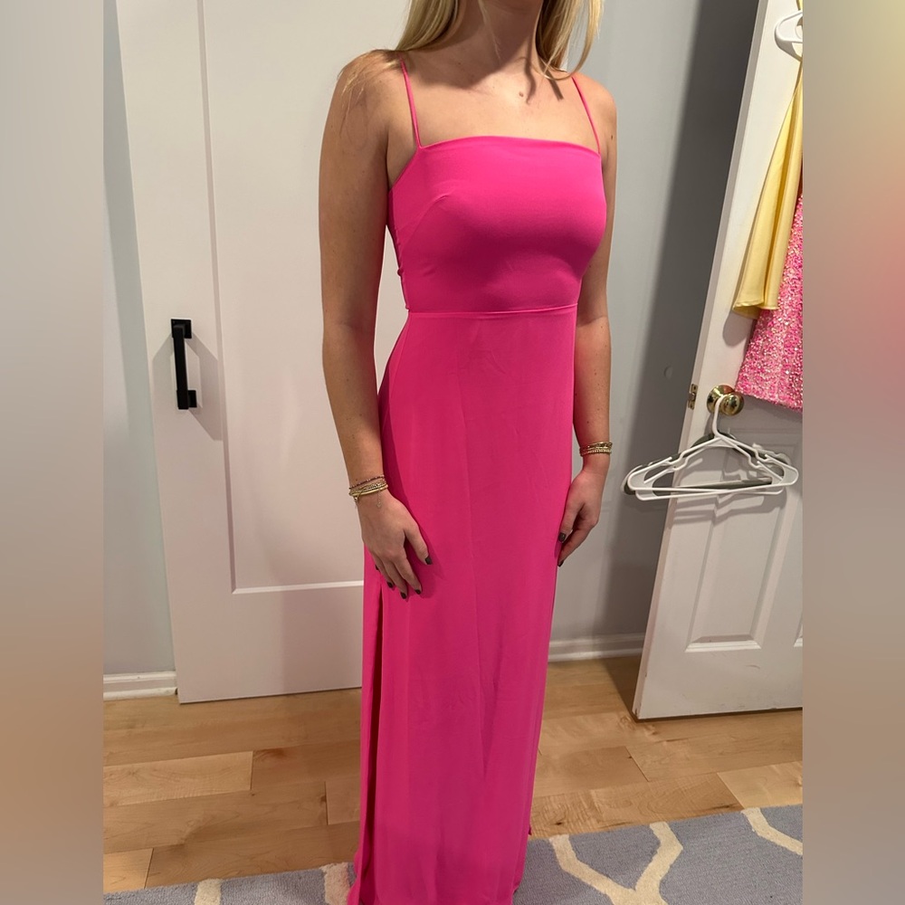 Elegant Pink Spaghetti Strap Dress